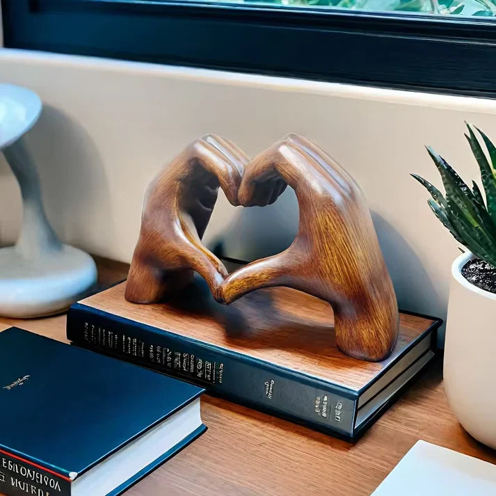 Heart Hands Wooden Sculpture for Meaningful Home Decor