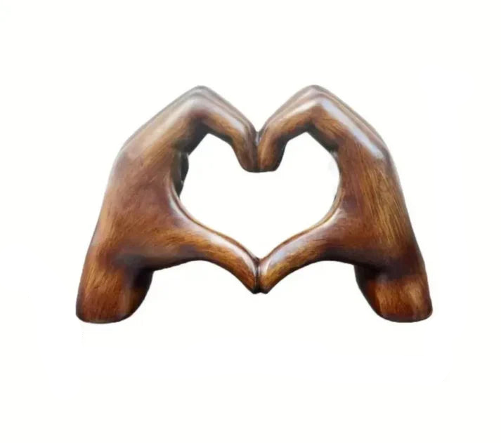 Heart Hands Wooden Sculpture for Meaningful Home Decor