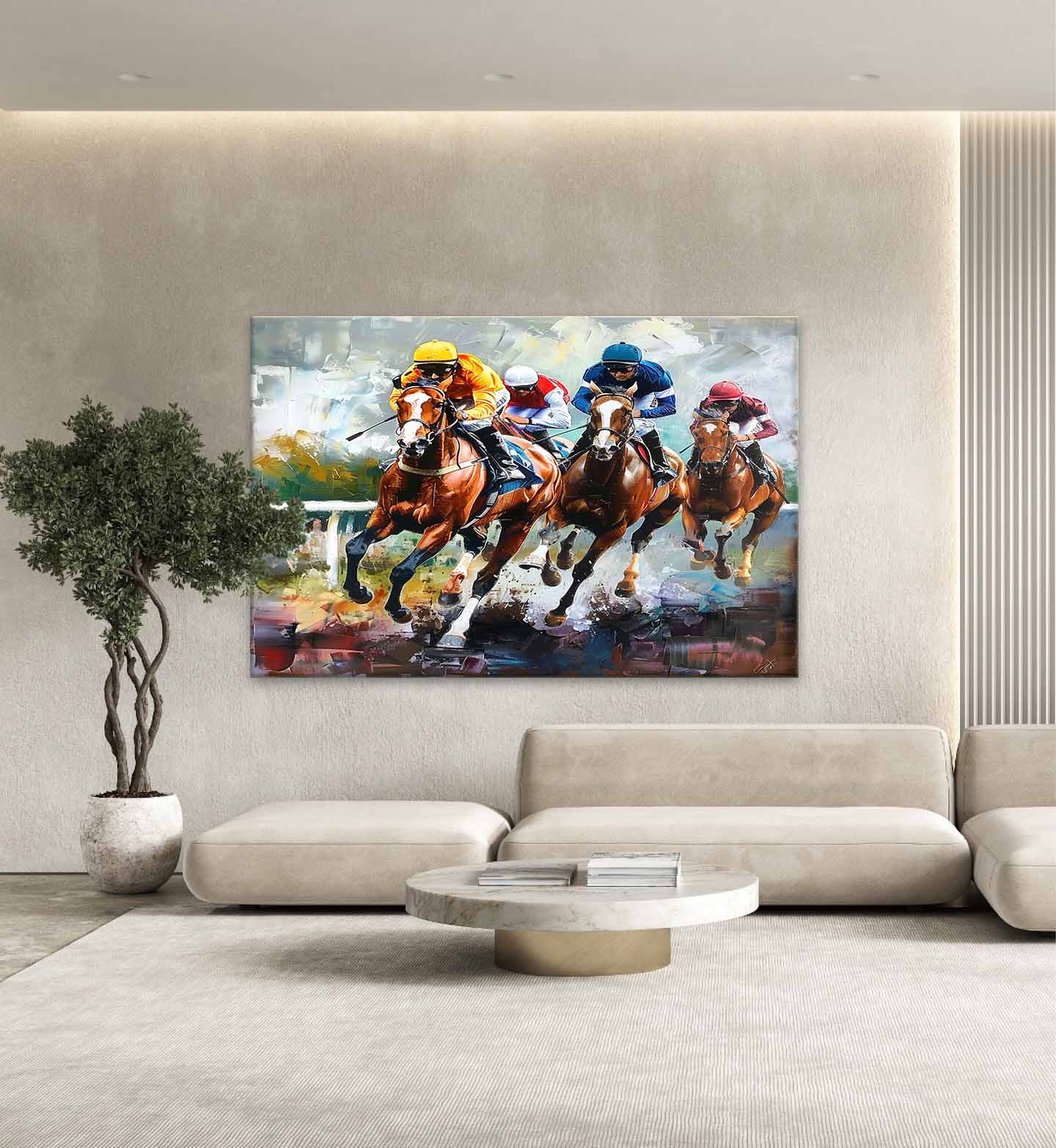 Horse Racing Wall Art with Dynamic Motion Style