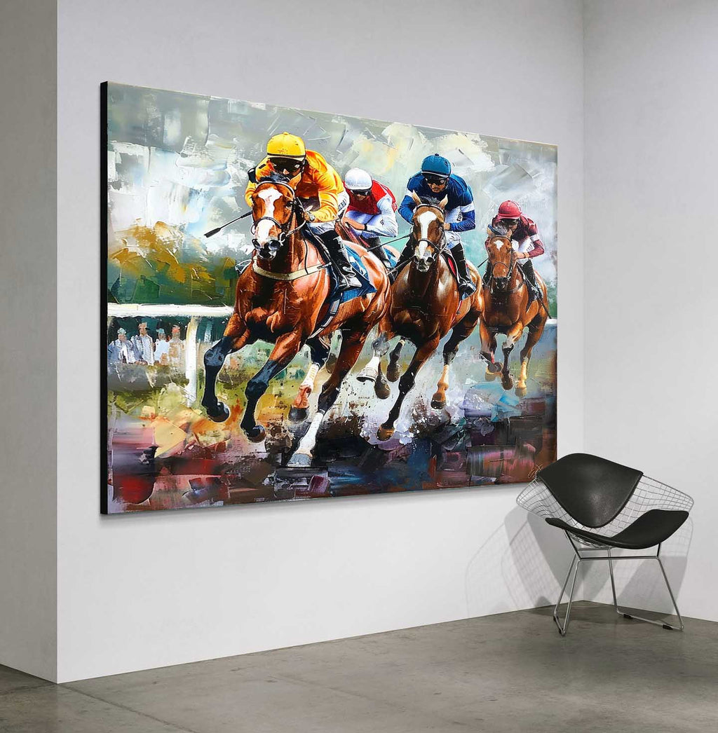 Horse Racing Wall Art with Dynamic Motion Style