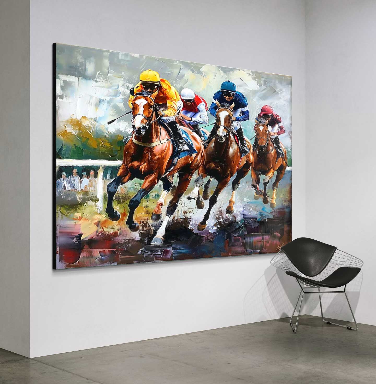 Horse Racing Wall Art with Dynamic Motion Style