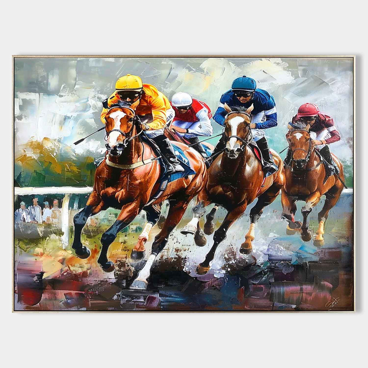 Horse Racing Wall Art with Dynamic Motion Style