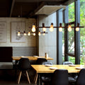 Industrial Linear Dining Room Chandelier with Exposed Bulbs