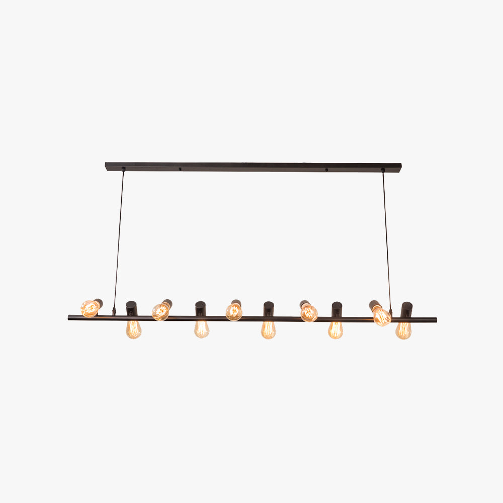 Industrial Linear Dining Room Chandelier with Exposed Bulbs