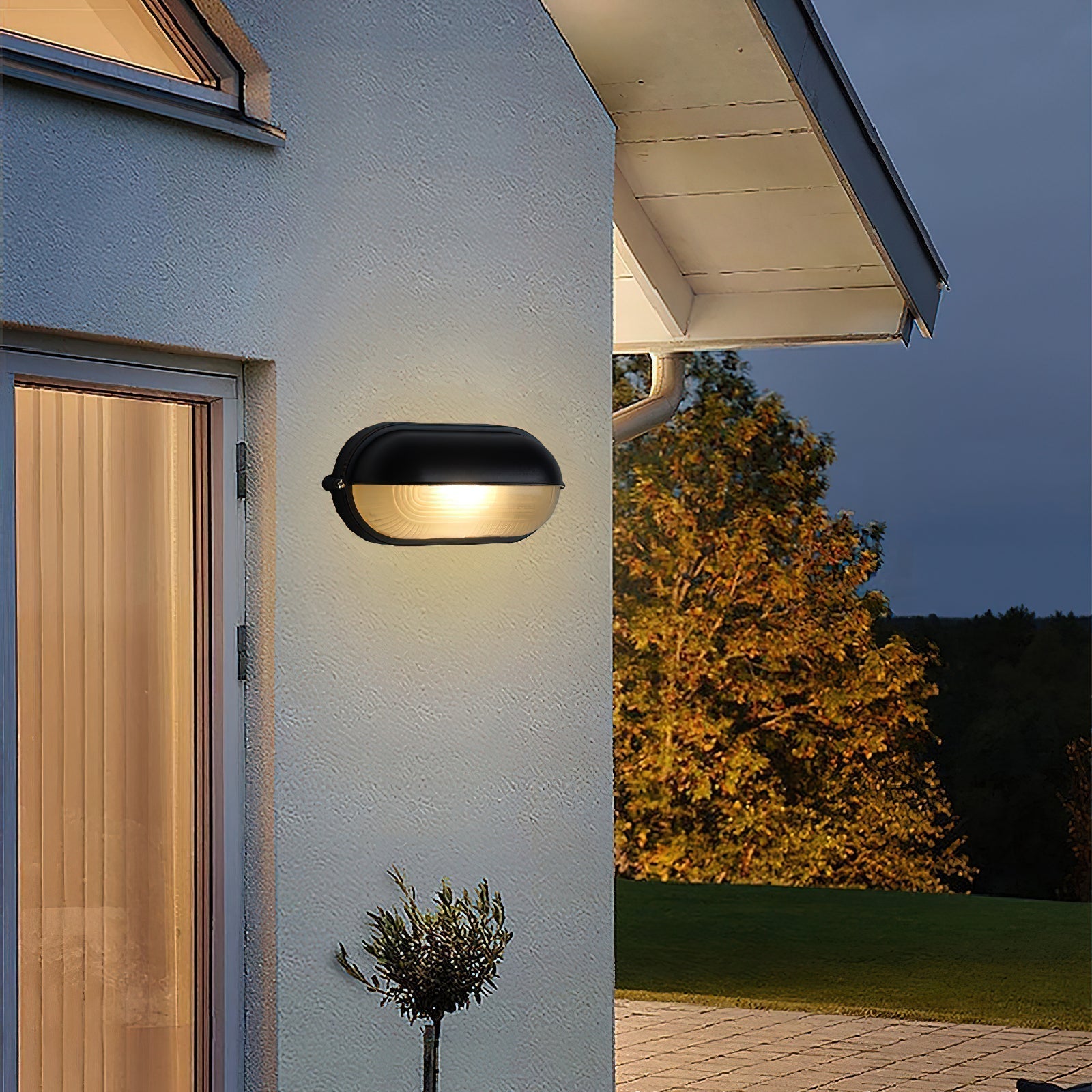 Industrial Outdoor Wall Light with Ribbed Glass Shade