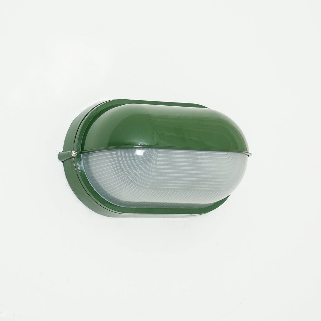 Industrial Outdoor Wall Light with Ribbed Glass Shade