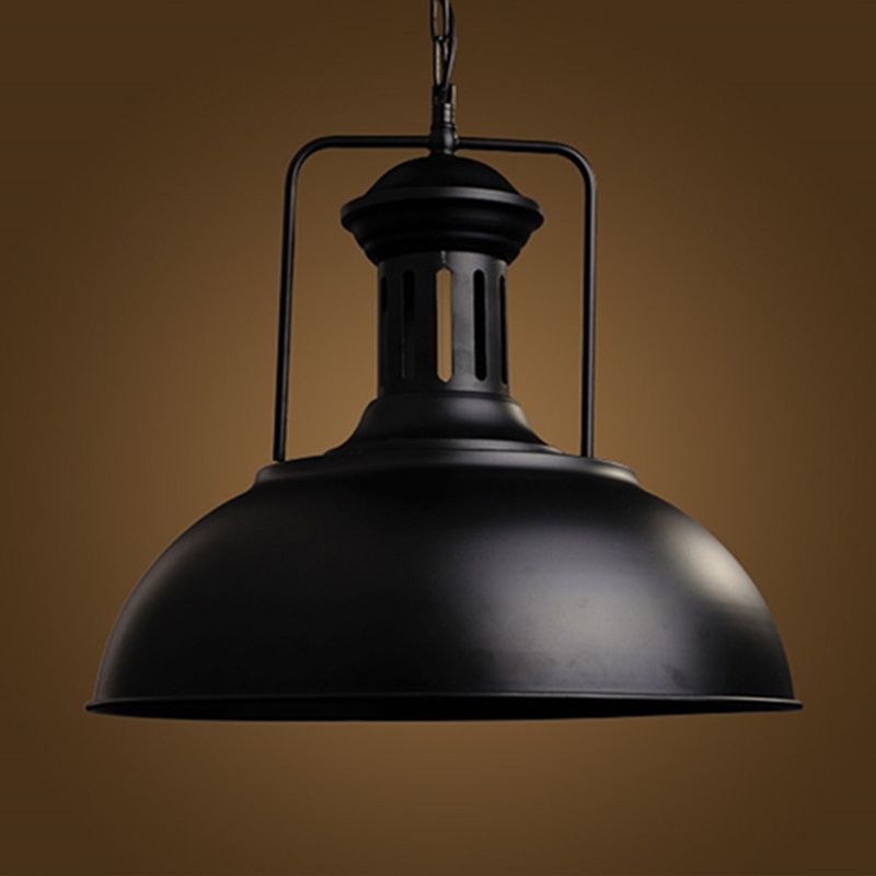 Industrial Pendant Light with Vintage Metal Dome Shade