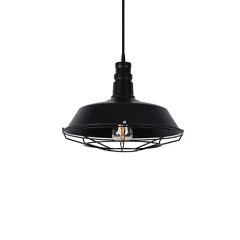 Industrial Rustic Pendant Light with Metal Cage Shade