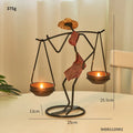 Iron Figurine Candle Holder with Tray Stand
