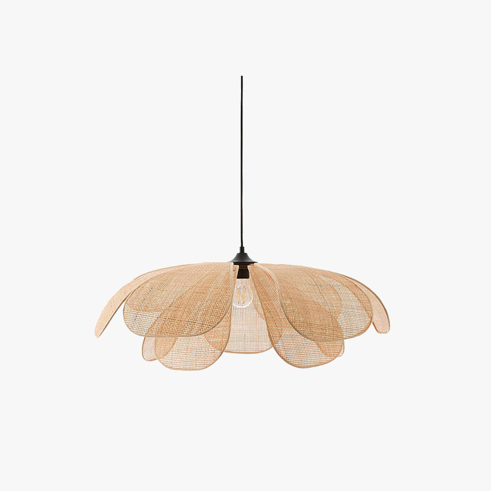 Japandi Rattan Flower Pendant Light with Wabi-Sabi Design