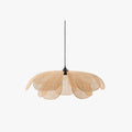 Japandi Rattan Flower Pendant Light with Wabi-Sabi Design