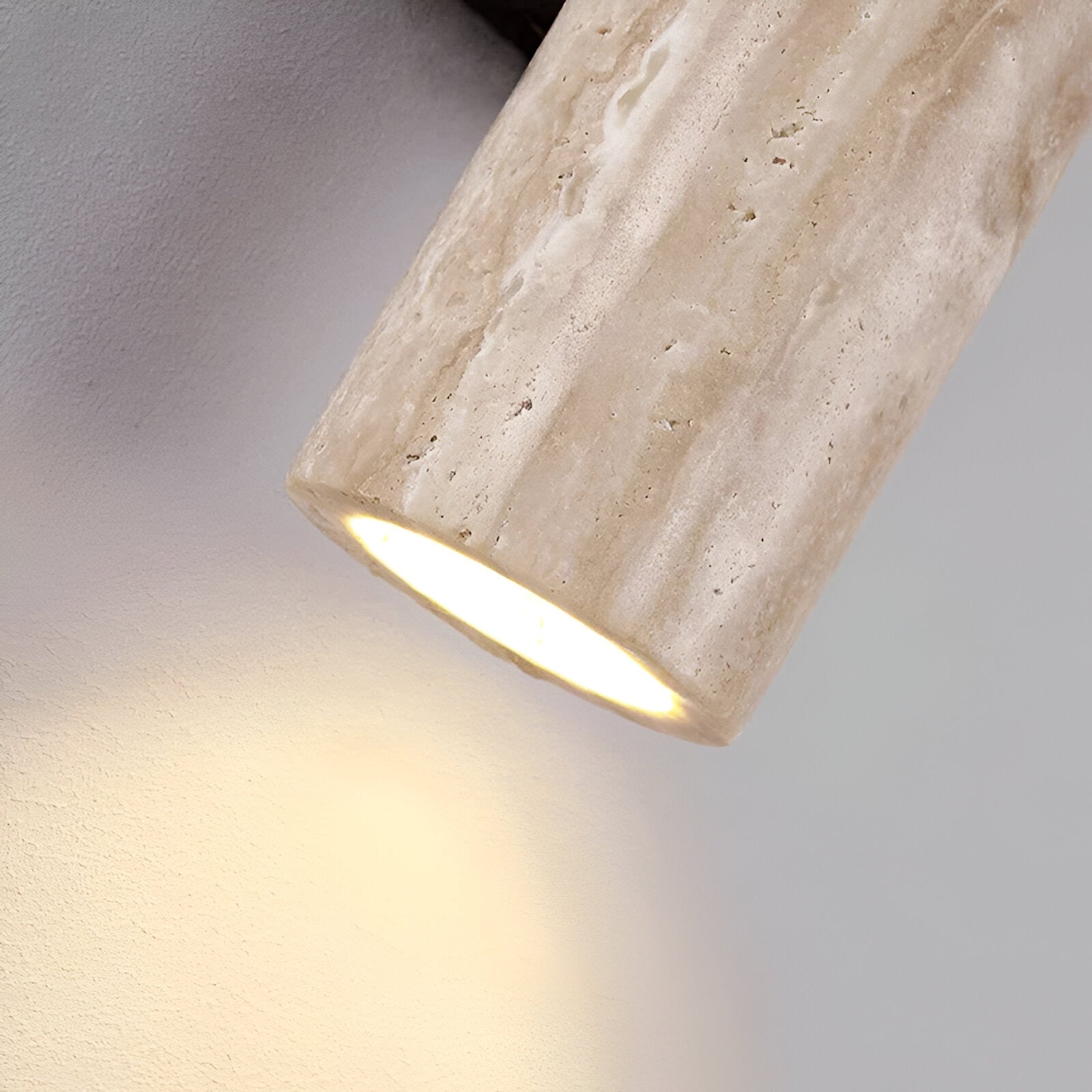 Japandi Travertine Tube Wall Sconce with Wabi-Sabi Stone Design