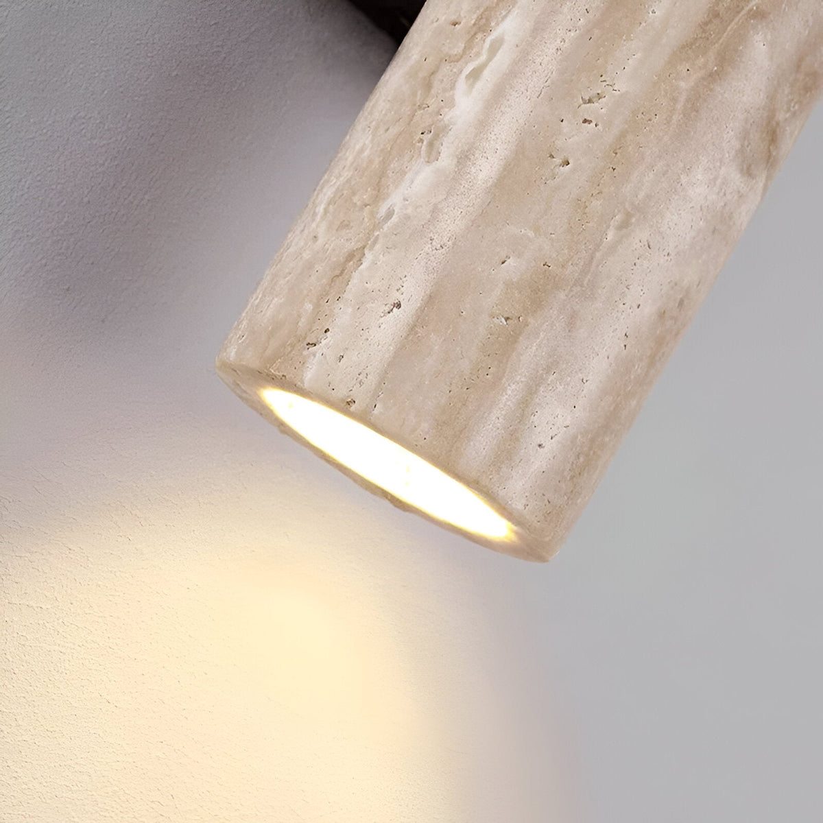 Japandi Travertine Tube Wall Sconce with Wabi-Sabi Stone Design