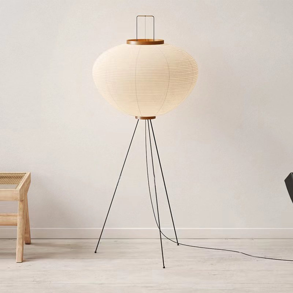 Japanese Rice Paper Floor Lamp with Tripod Base for Soft Ambient Lighting