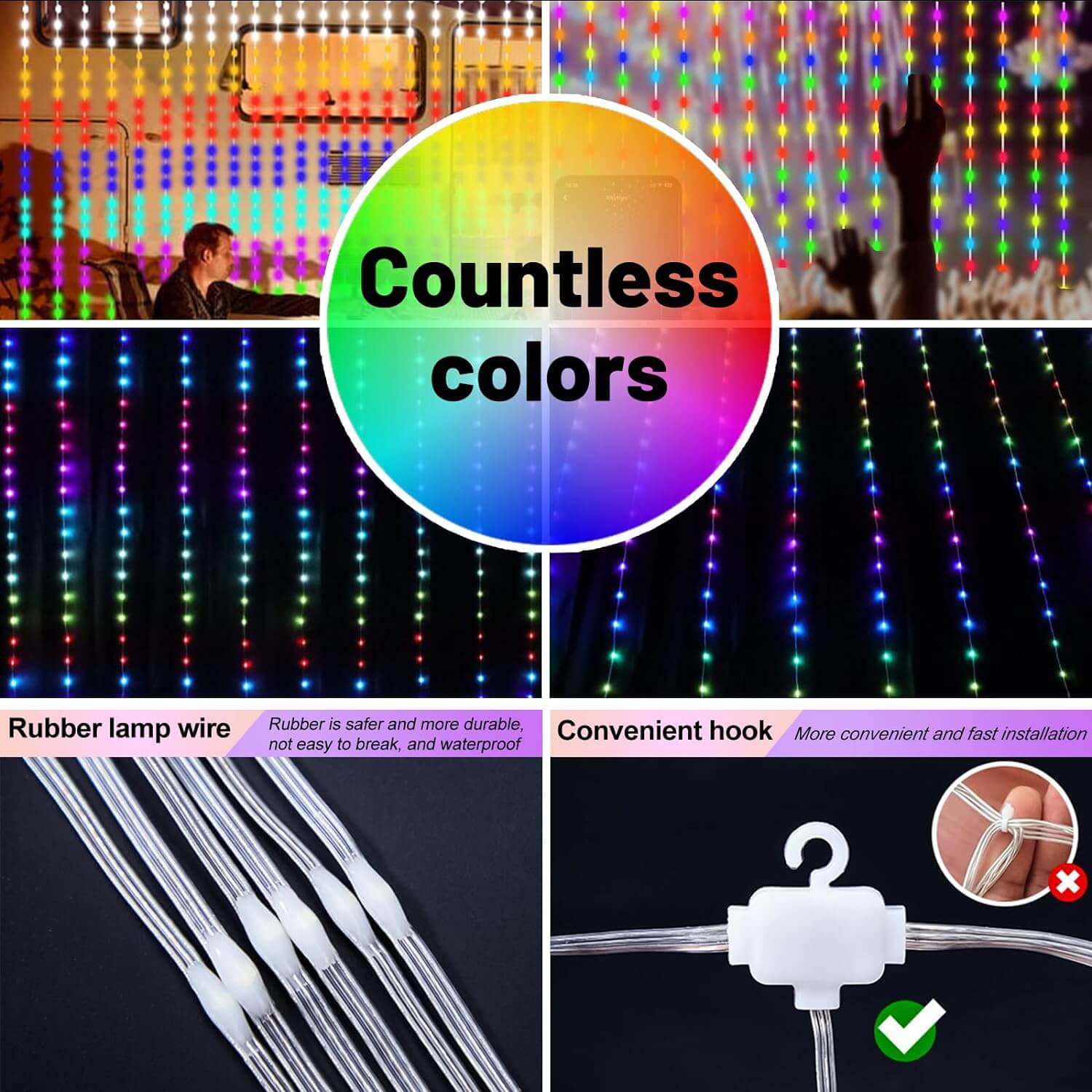 LED Curtain Lights for Customizable Smart Displays and Ambience