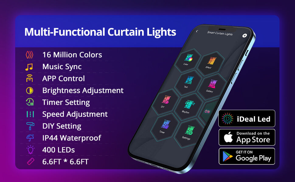 LED Curtain Lights for Customizable Smart Displays and Ambience