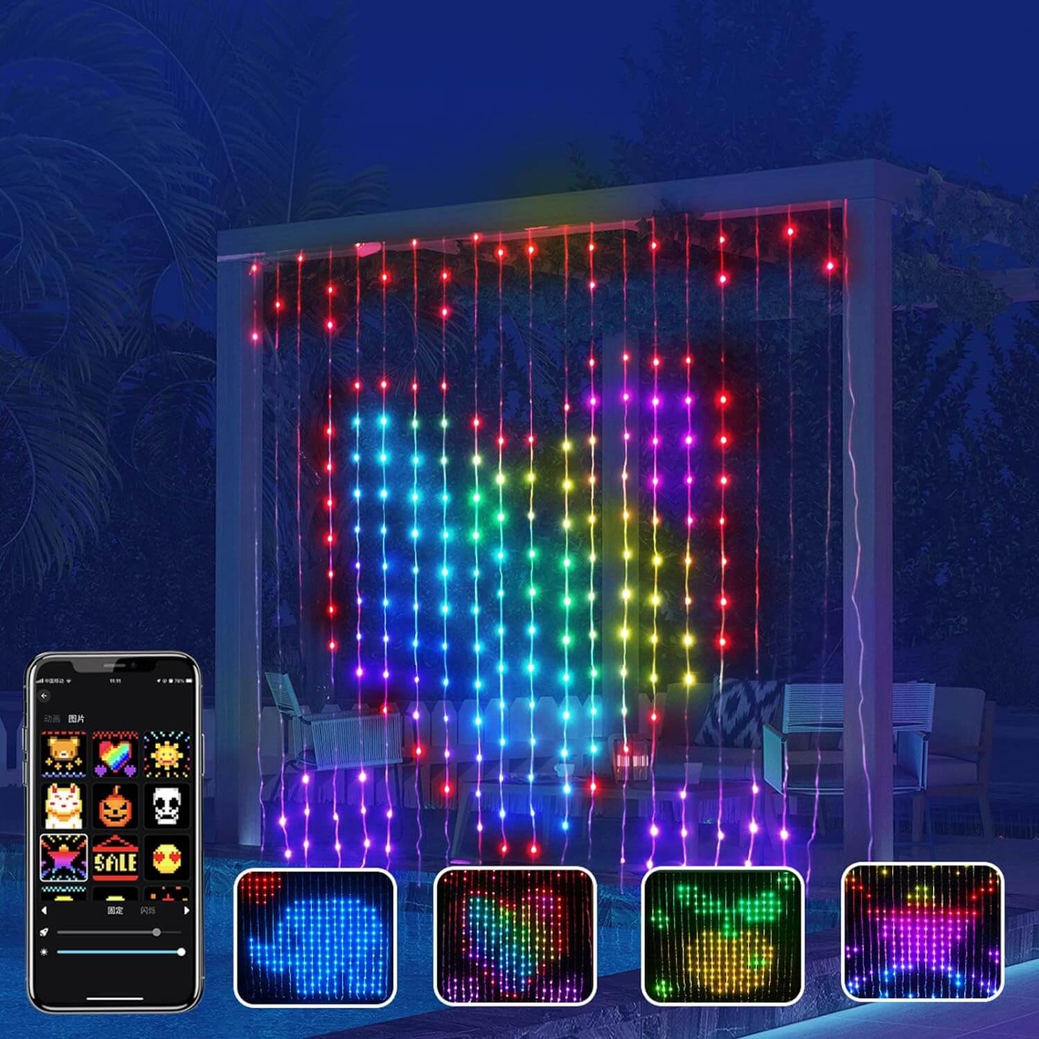 LED Curtain Lights for Customizable Smart Displays and Ambience