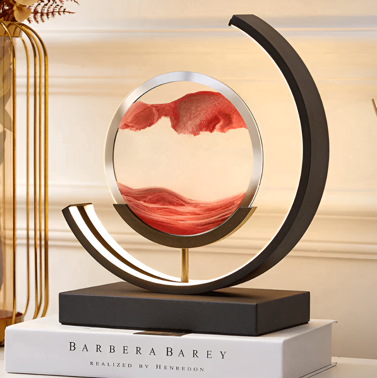 LED Sand Art Table Lamp with Dimmable Light