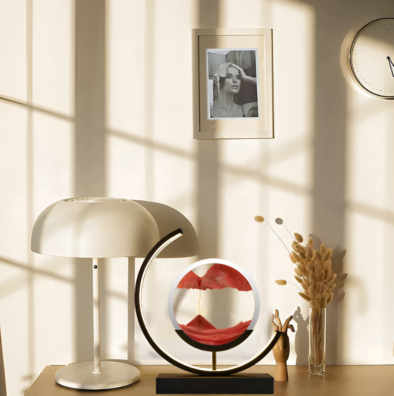 LED Sand Art Table Lamp with Dimmable Light