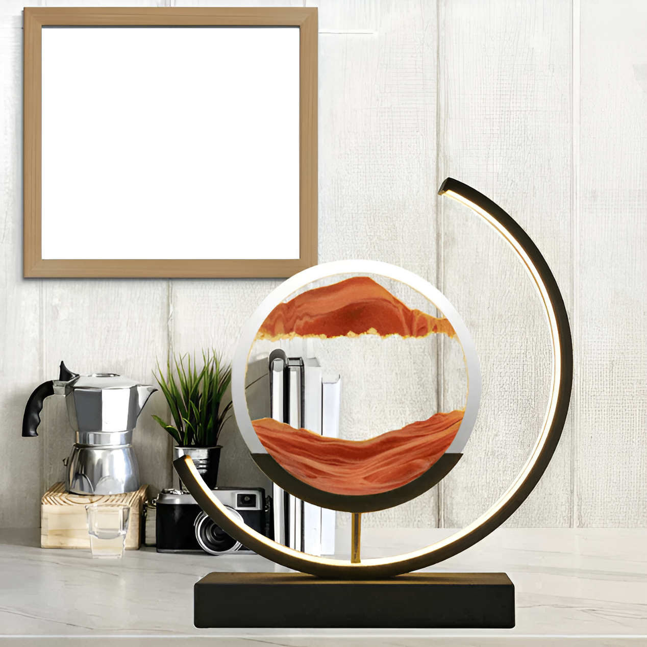 LED Sand Art Table Lamp with Dimmable Light