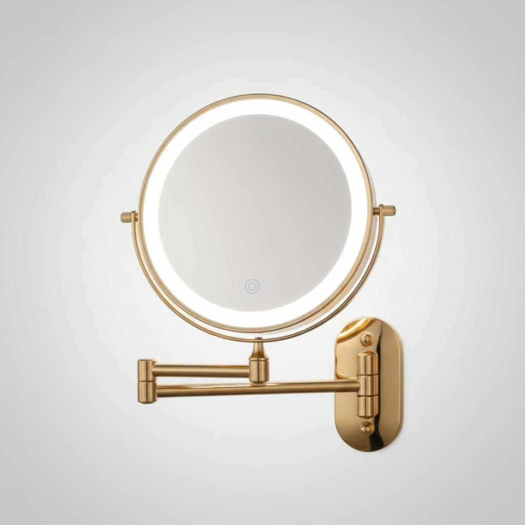LED Wall Mirror with Adjustable Arm