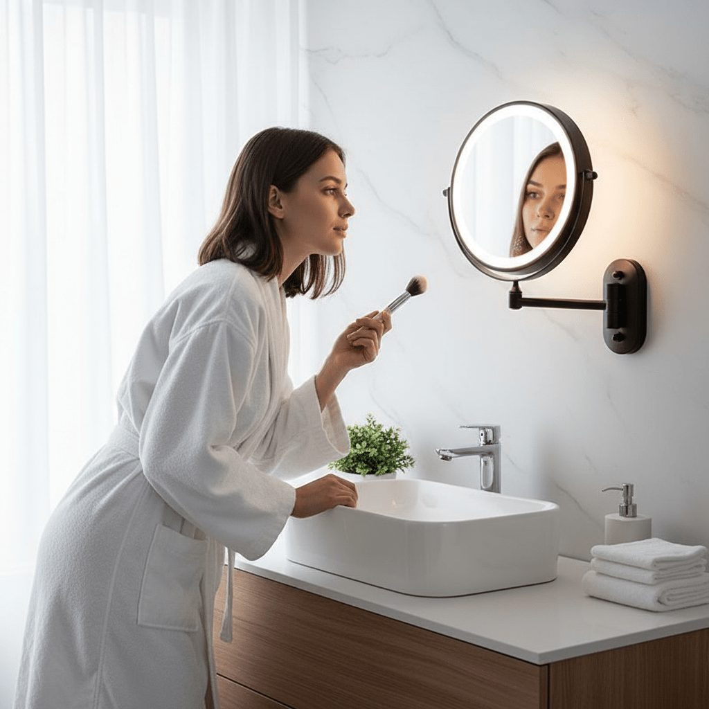 LED Wall Mirror with Touch Light and Arm