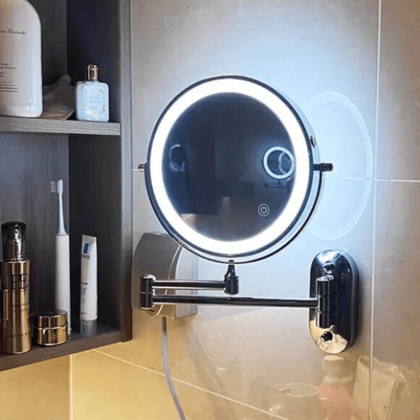 LED Wall Mirror with Touch Light and Arm