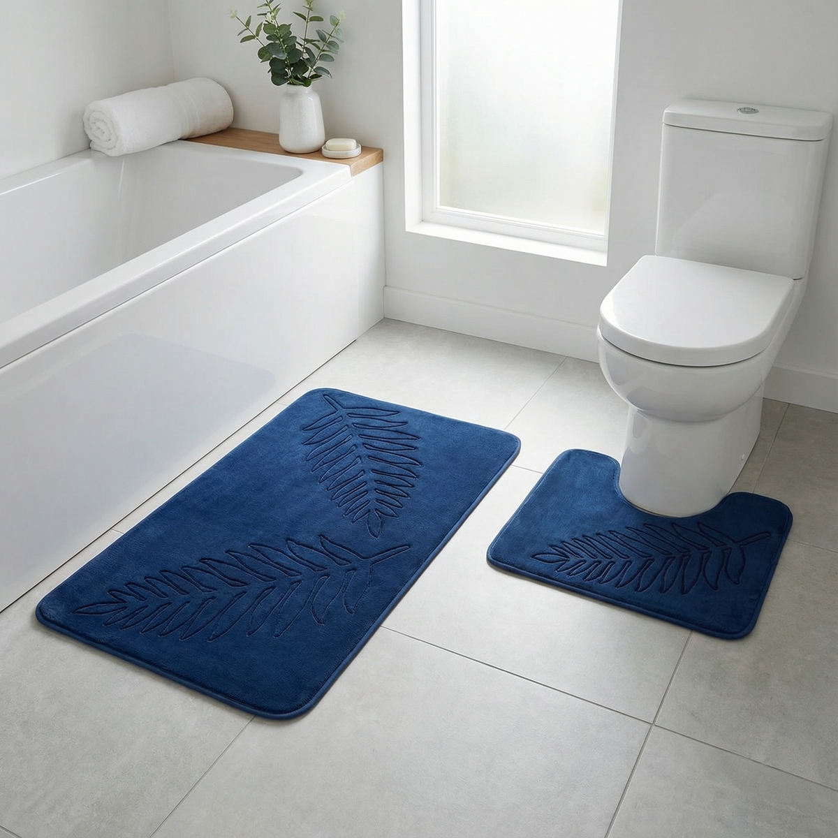 Leaf Design Bath Mat Set for Soft Comfort and Non-Slip Safety