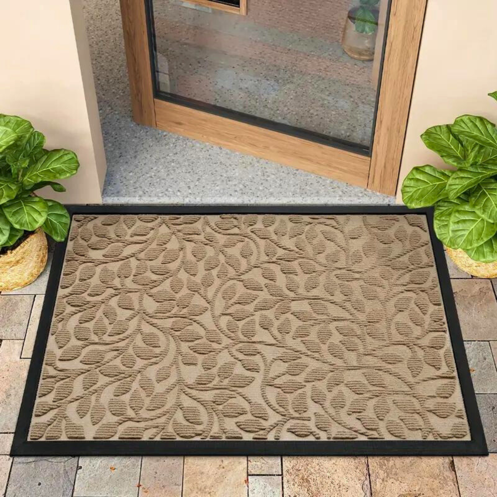 Leaf Pattern Entry Door Mat with Non Slip Base