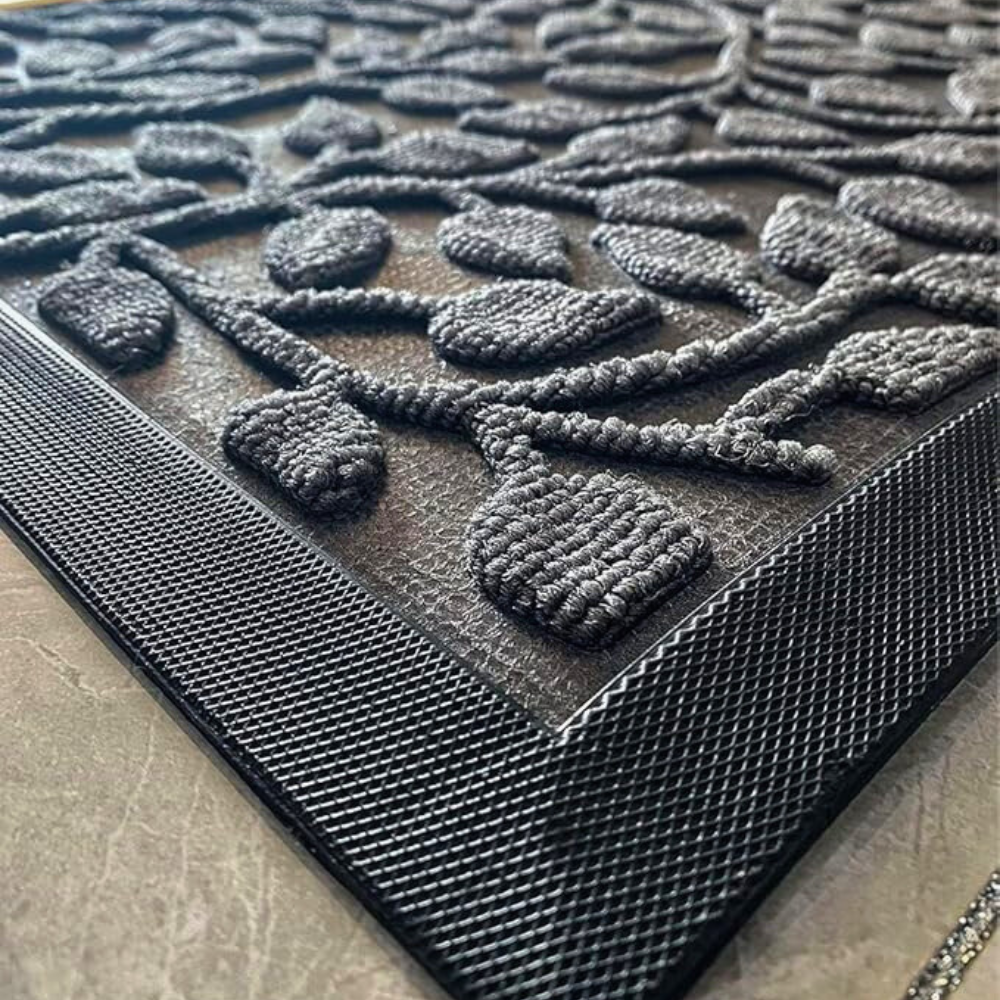 Leaf Pattern Entry Door Mat with Non Slip Base