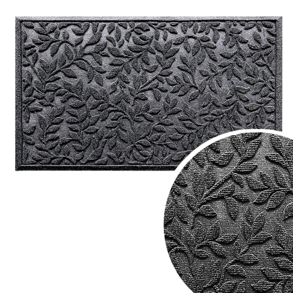 Leaf Pattern Entry Door Mat with Non Slip Base