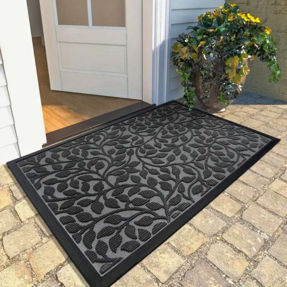 Leaf Pattern Entry Door Mat with Non Slip Base