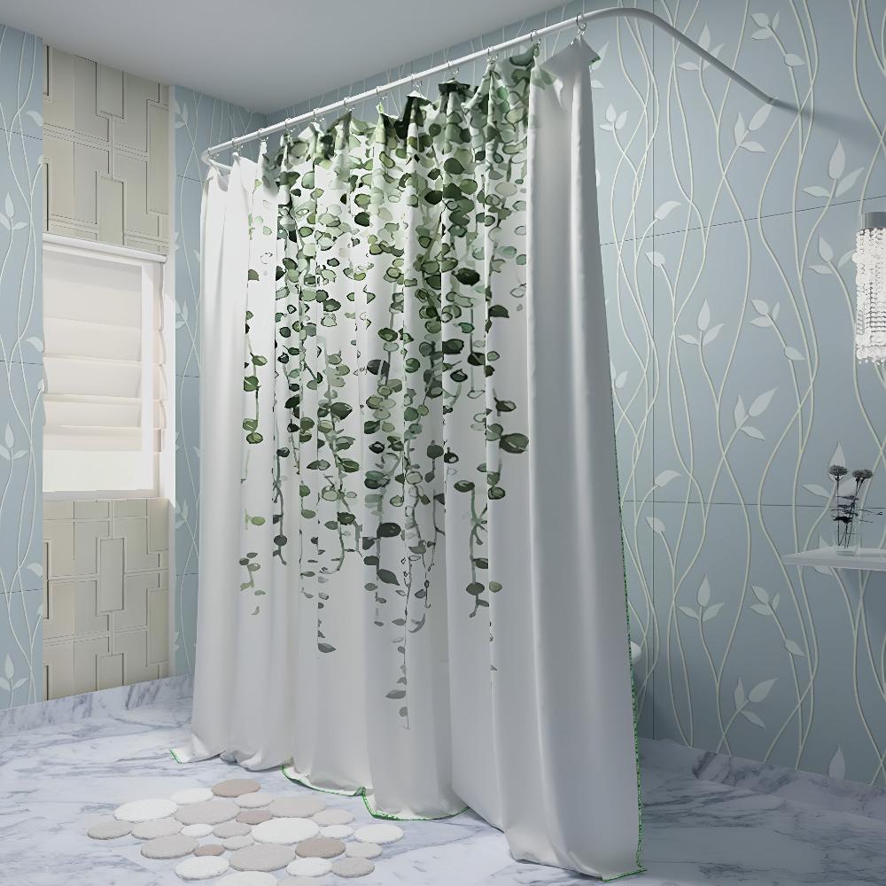 Leaf Shower Curtain with Hanging Vine Design