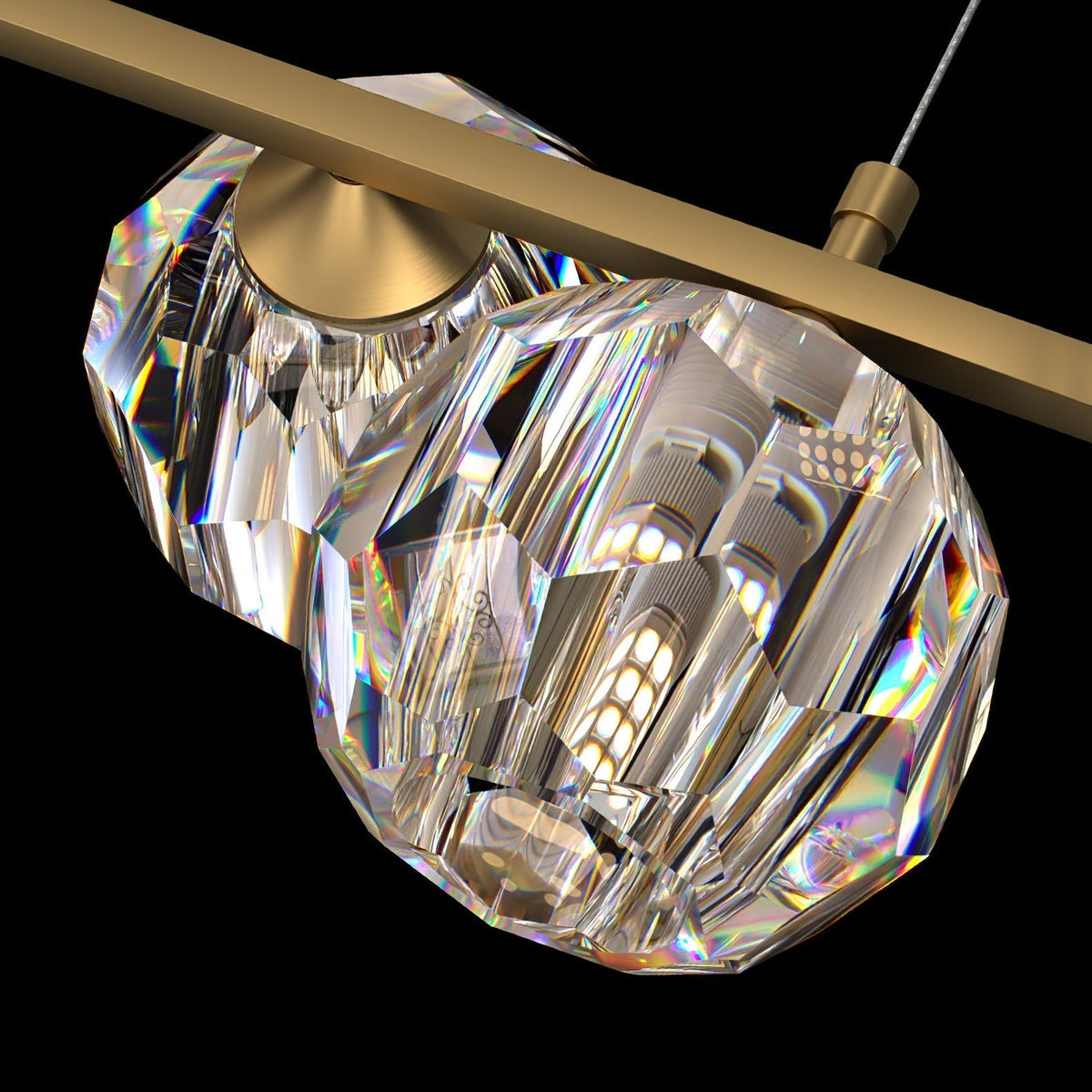Linear Crystal Globe Pendant Light with Modern Brass Design