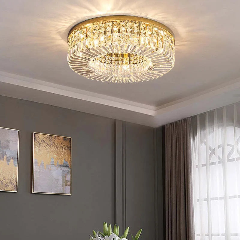 Luxury Crystal Ceiling Light with Modern Flush Mount Design