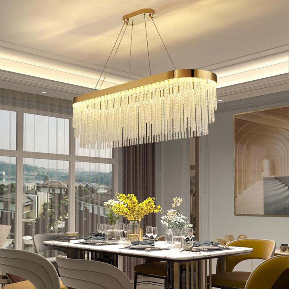 Luxury Crystal Ring Chandelier with Gold Frame