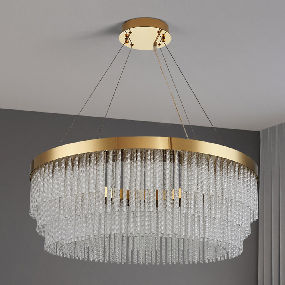 Luxury Crystal Ring Chandelier with Gold Frame