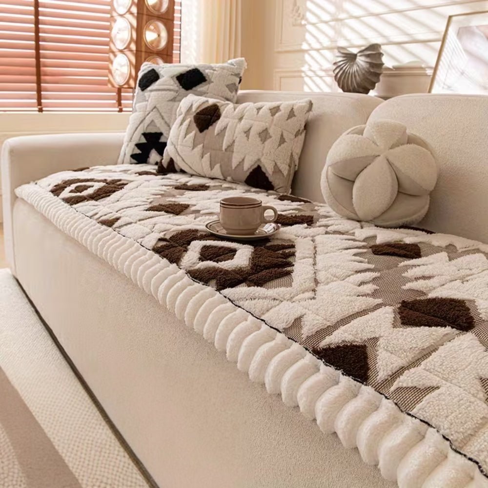 Luxury Plush Sofa Cover With Thick Quilted Comfort And Anti-Slip Protective Design