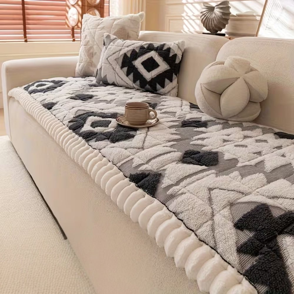 Luxury Plush Sofa Cover With Thick Quilted Comfort And Anti-Slip Protective Design