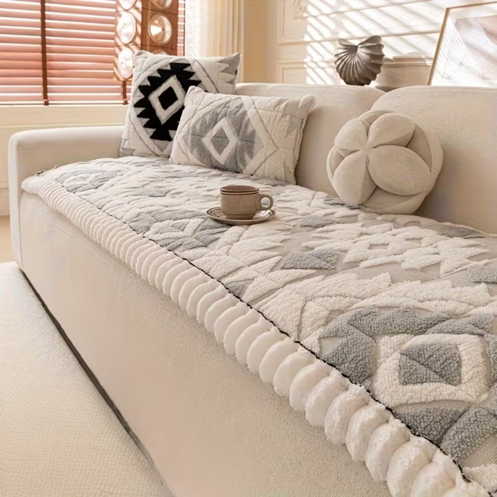 Luxury Plush Sofa Cover With Thick Quilted Comfort And Anti-Slip Protective Design