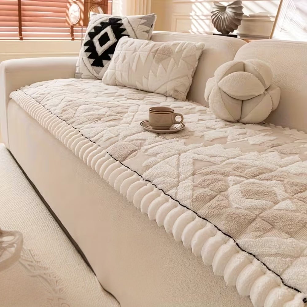 Luxury Plush Sofa Cover With Thick Quilted Comfort And Anti-Slip Protective Design