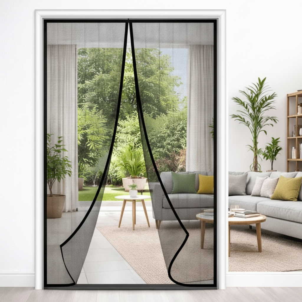 Magnetic Soft Gauze Mesh Door Curtains with Auto Close