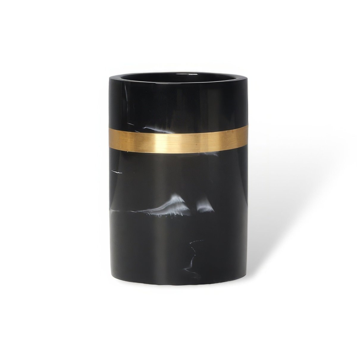 Marble Bathroom Organizer with Gold Accent Design