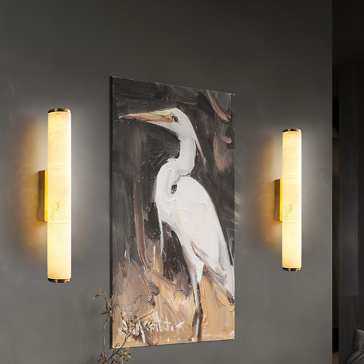 Marble Wall Sconce with Modern LED Glow