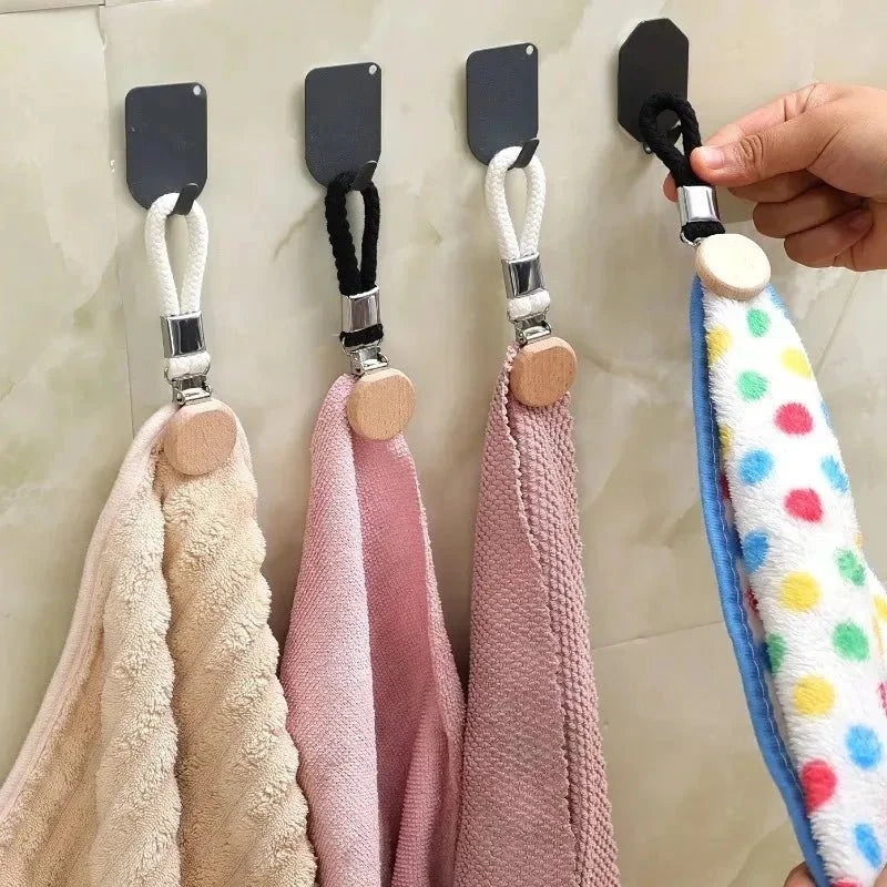Metal Towel Clip with Rope Loop Hanging Design