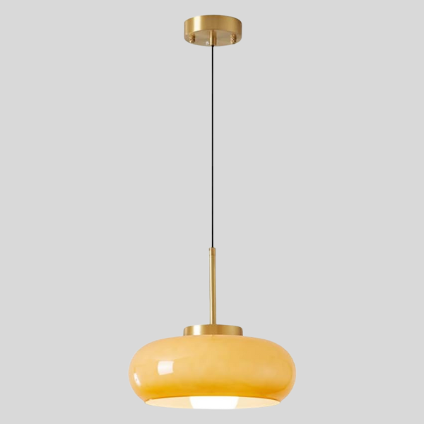 Milk Glass Pendant Light with Gold Fixture
