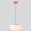 Milk Glass Pendant Light with Gold Fixture