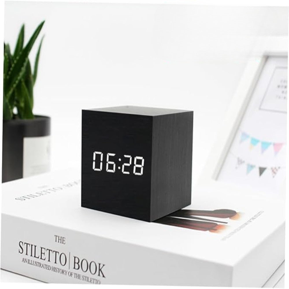 Mini Alarm Clock with LED Display Cube Design