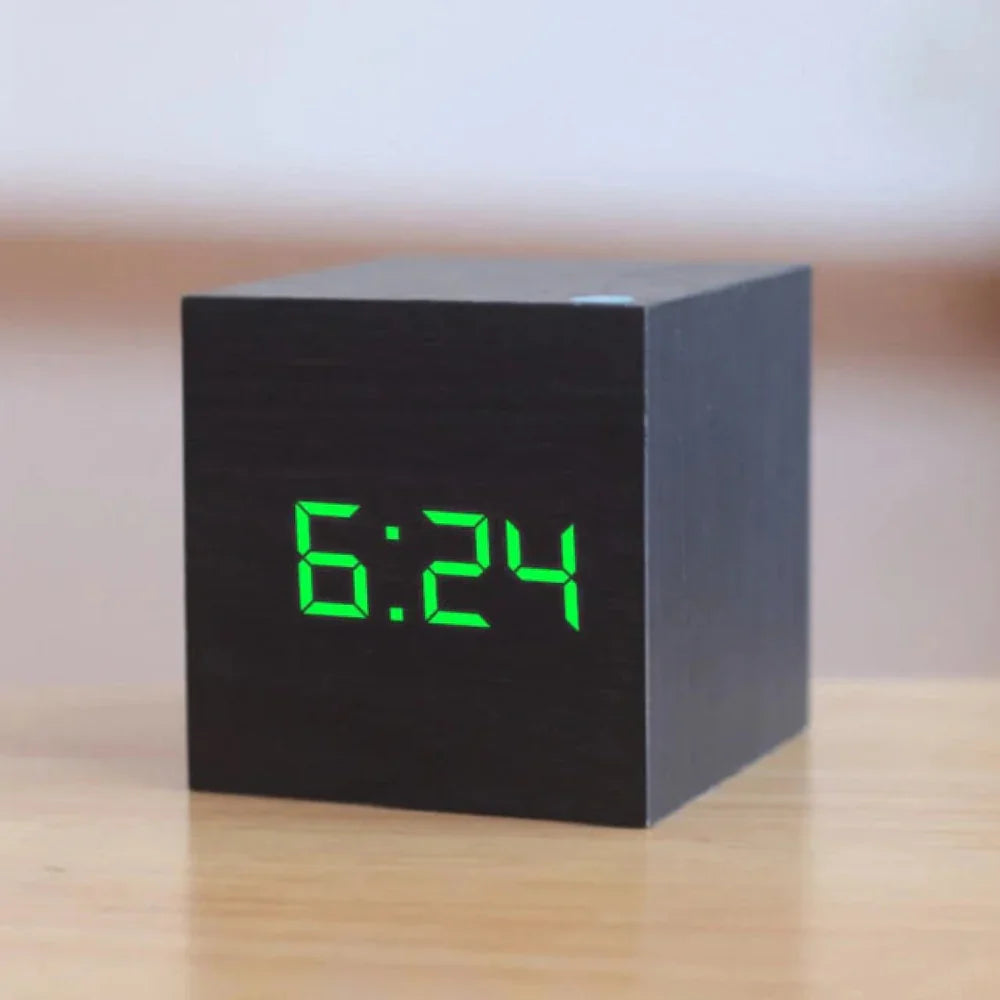 Mini Alarm Clock with LED Display Cube Design
