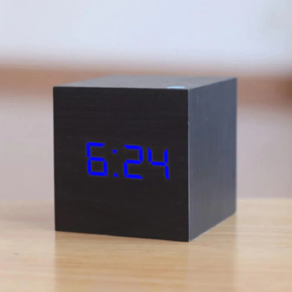 Mini Alarm Clock with LED Display Cube Design